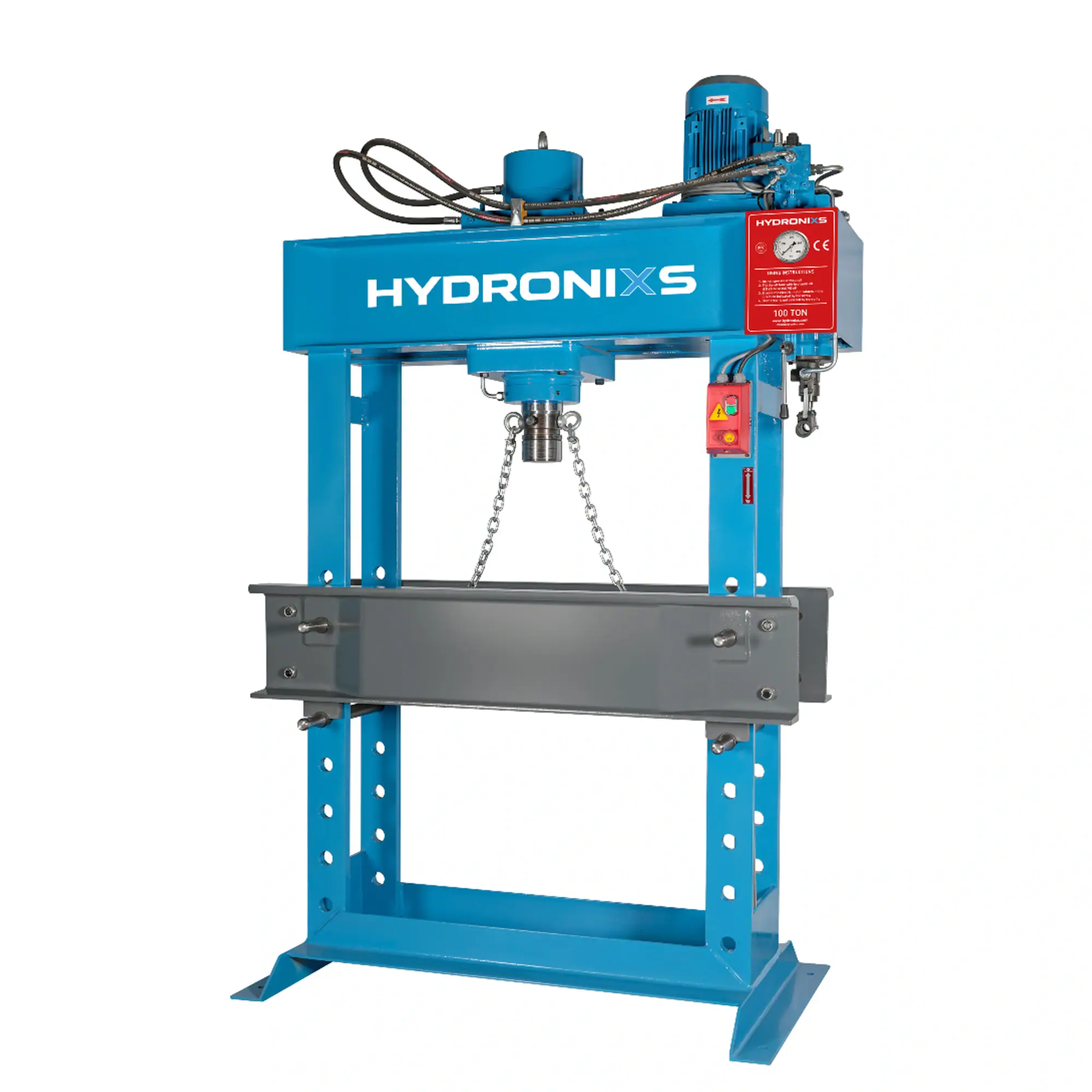 Hydraulische werkplaatspers HD100 van HYDRONIXS met hoge perskracht en stabiele constructie